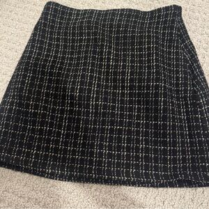 Elegant Black and White Patterned A-Line Skirt